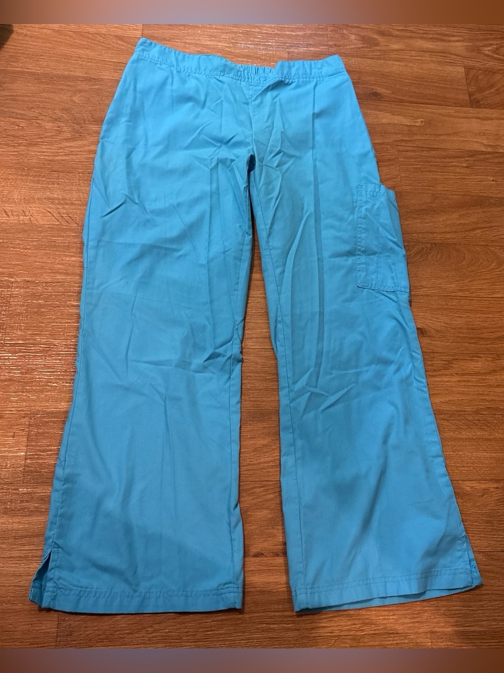 Butter-Soft Scrub Pants Pull On Elastic Waist Turquoise Blue Women’s Sz M